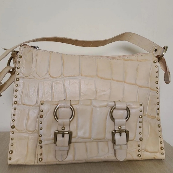 Michael Rome Handbags - Michael Rome Italian Designs Cream Leather Bag